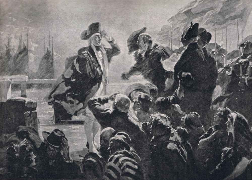 Nelson Landing at Yarmouth, illustration from British Battles on Land and Sea, published by Cassell, from Fred Roe