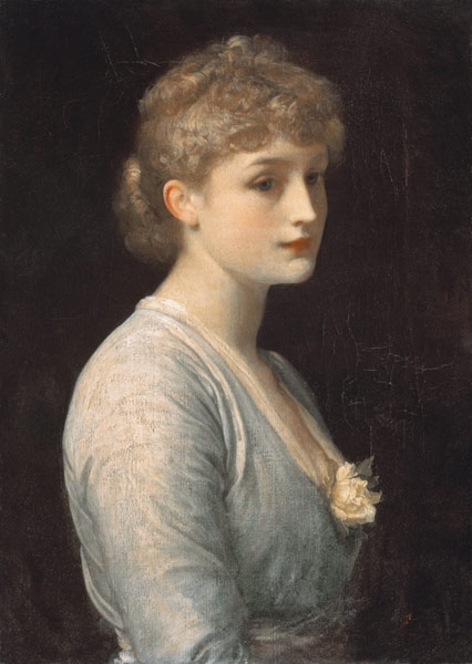 Dreamy portrait of a young woman. from Frederic Leighton
