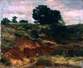 Sketch for a landscape, 'View in Bedfordshire', c.1890 (oil on canvas)