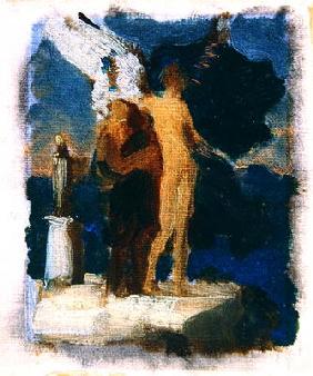 Sketch for 'Daedalus and Icarus', c.1869 (oil on canvas)
