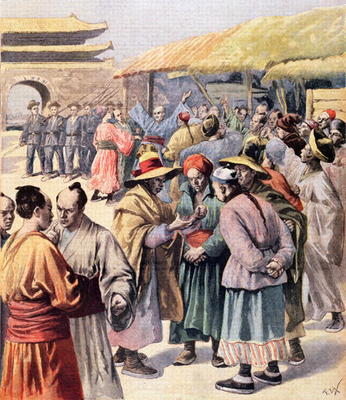 Disturbances in Seoul, cover of 'Le Petit Journal', 13th August 1894 (colour litho) from Frederic Lix
