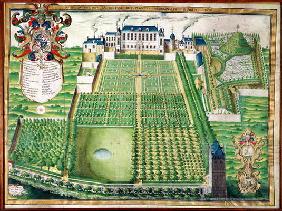 The King's Medicinal Plant Garden, 1636 (engraving on vellum)