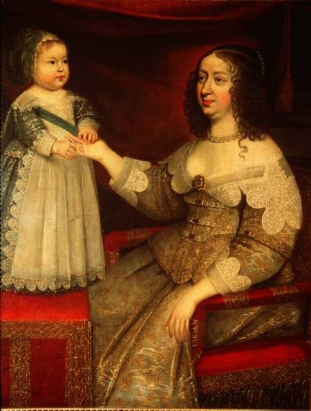 Anne of Austria (1601-66) with her son Louis XIV (1638-1715) from French School