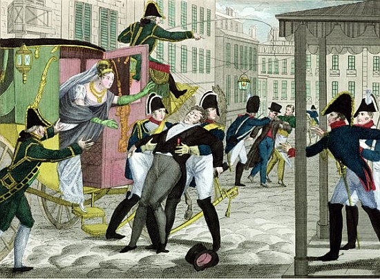 Assassination of Charles-Ferdinand of France (1778-1820) Duke of Berry, Louis Louvel, in front of th from French School