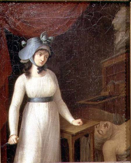 Charlotte Corday (1768-93) and the Assassination of Jean Paul Marat (1743-93) in his Bath from French School