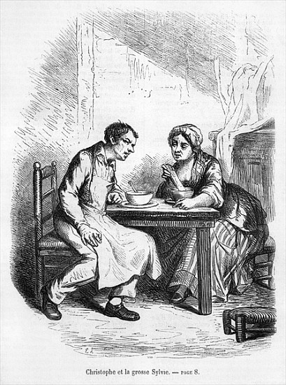 Christophe and the Fat Sylvie, illustration from ''Le Pere Goriot'' Honore de Balzac (1799-1850) from French School