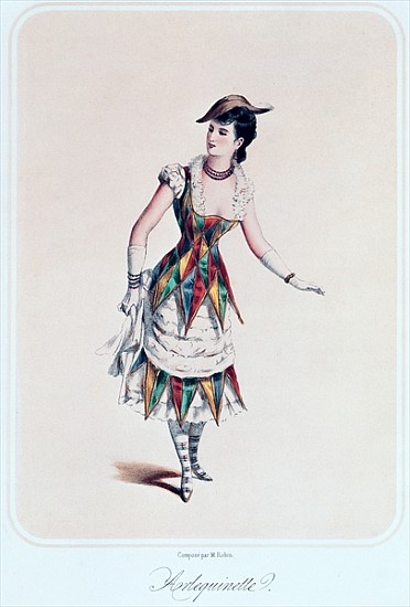 Costume design for a female harlequin, c.1880 from French School