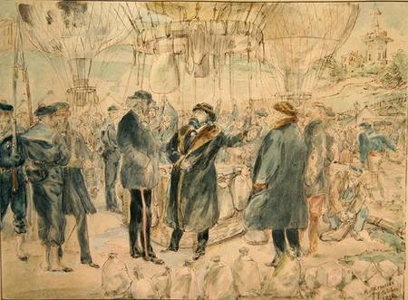 The Departure of Leon Michel Gambetta (1838-82) in the Balloon 'L'Armand-Barbes' from French School