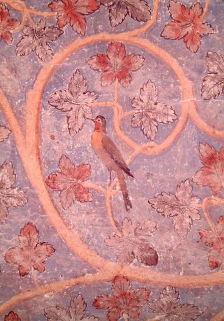 Detail of a bird, from the wall decoration of the Pope's bedroom from French School