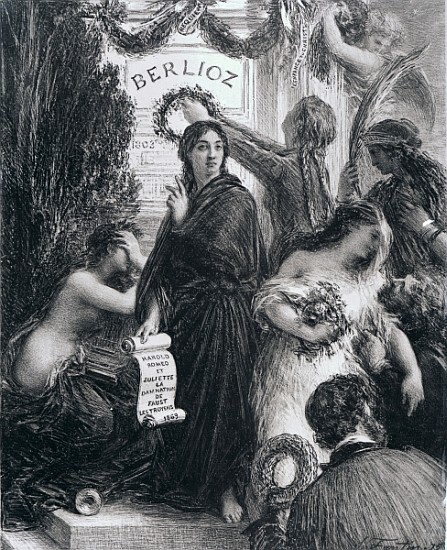 Engraving dedicated to the memory of Hector Berlioz from French School