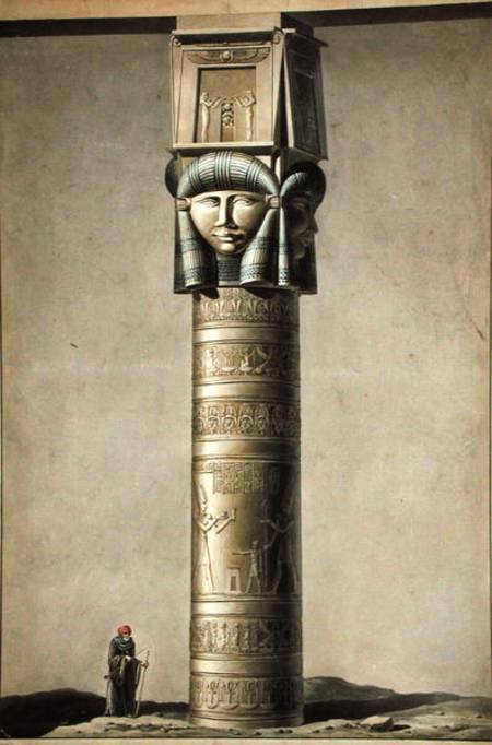 A Hathor headed pillar at Dendarah from French School