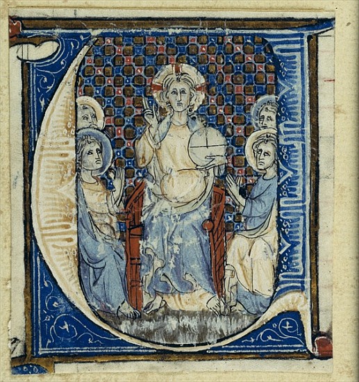 Historiated initial ''U'' depicting a Christ in Majesty, c.1320-30 from French School