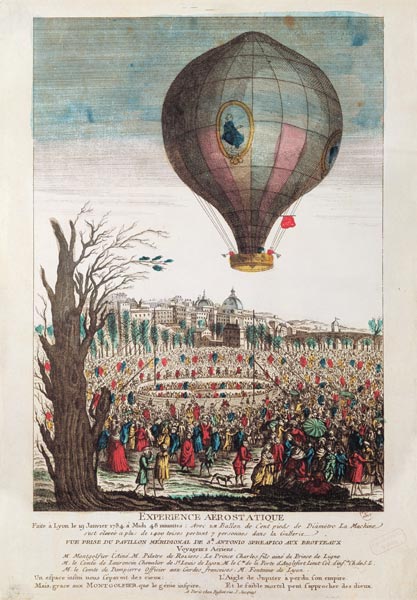 Hot-Air Balloon Experiment the Montgolfier Brothers and Francois Pilatre de Rozier (1754-85) at Lyon from French School