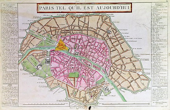 Map of Paris, June 1800 from French School
