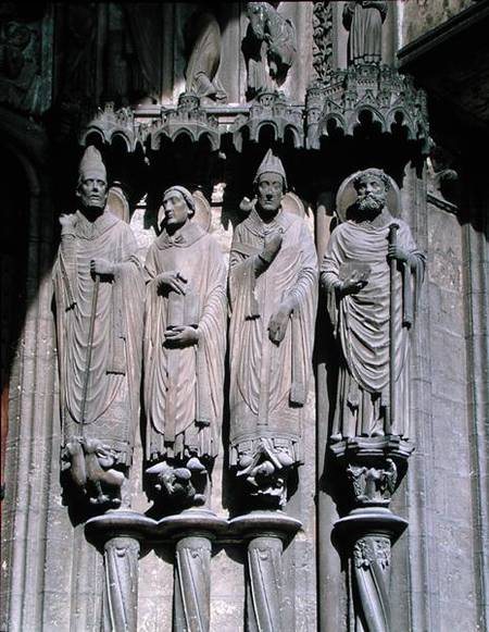 St. Martin, St. Jerome, St. Gregory and St. Avitus, jamb figures of the Confessors from the east por from French School