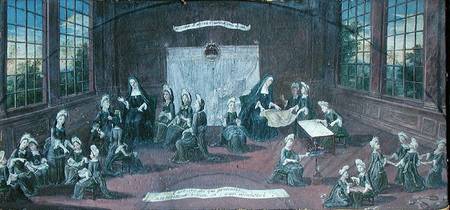 Nuns Teaching Young Girls - French School as art print or hand painted oil.
