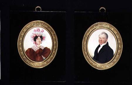 Pair of Portrait Miniatures of a Lady and a Gentleman from French School