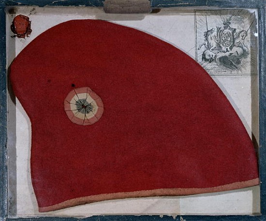 Phrygian Cap with a red, white and blue cockade from the period of the French Revolution (felt) from French School