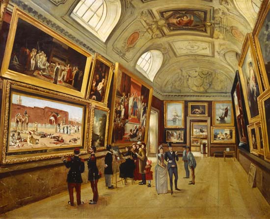 A Picture gallery at the Musee du Luxembourg from French School