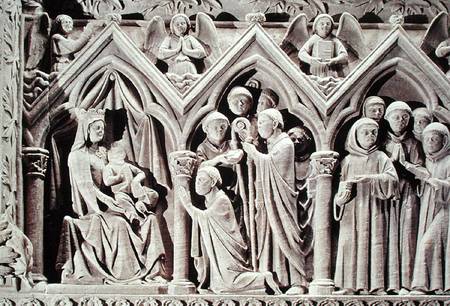 Relief depicting the Presentation of the Monks to the Virgin by St. Etienne of Aubazine, from the To from French School