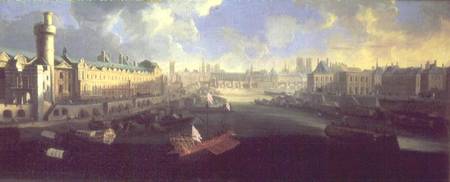 The River Seine, View of the Pont Neuf, The Louvre and the College Mazarin from French School