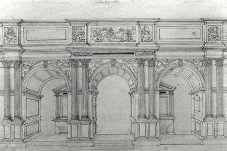 Rood Screen of the church Saint-Germain-l'Auxerrois design by Pierre Lescot (1515-78) (pen & ink on from French School
