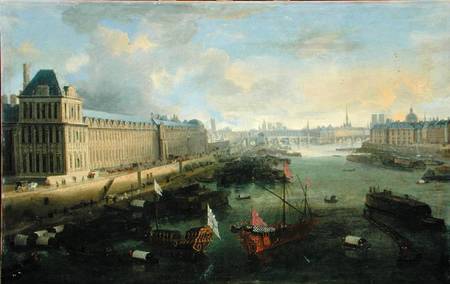 The Seine Viewed Towards the Pont Neuf, the Louvre and the College Mazarin from French School