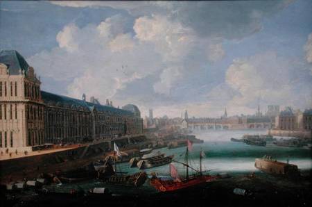 The Seine Viewed Towards the Pont-Neuf, the Louvre and the College Mazarin from French School