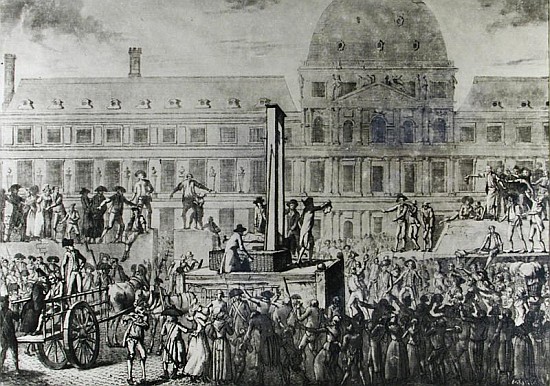 The First Execution Guillotine, Place du Carrousel, 13th August 1792 from French School