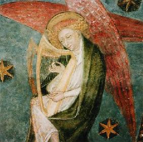 Angel musician playing a harp, detail from the vault of the crypt