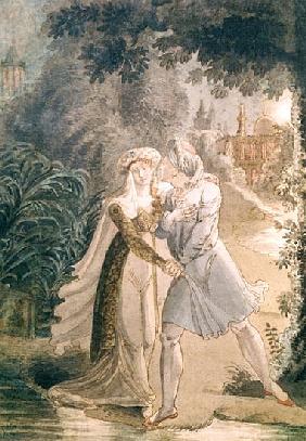 Blanca and Abon Hamet in the Gardens of the Alhambra, from ''Le Dernier des Abencerages'' Francois R
