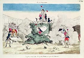 Liberty toppling the statue of the Greatest Despot in the Place Vendome on 11th August 1792