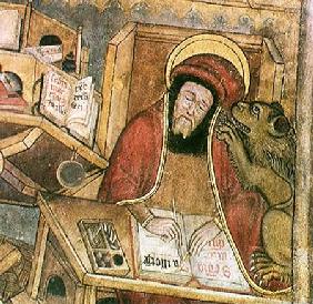 St. Mark writing his gospel, detail from the crypt