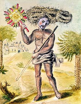 Penitent man in India with plaited hair, from ''Usages Indiens''