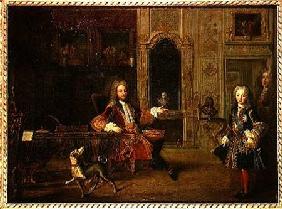 Philippe d'Orleans (1647-1723) and King Louis XV (1710-74) in the Grand Dauphin Cabinet at Versaille