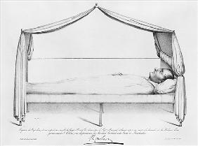 Sketch of Napoleon I (1769-1821) on his deathbed drawn at St. Helena Capitaine Marryal; engraved by 