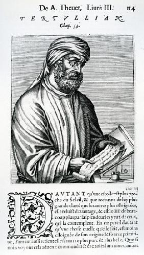 Tertullian, illustration from Andre Thevet''s ''Des vrais pourtaits et vies des hommes illustres''