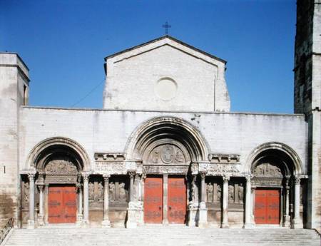 West facade of the Saint-Gilles abbey church from French School