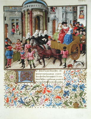 Ms 2617 Theseus makes a triumphal entry into Athens, from La Teseida, by Giovanni Boccaccio (1313-75 from French School, (14th century)