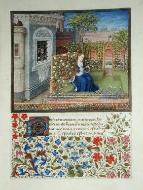Ms 2617 The prisoners listening to Emily singing in the garden, from La Teseida, by Giovanni Boccacc