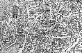 Detail from a map of Paris in the reign of Henri II showing the quartier des Ecoles, 1552 (engraving