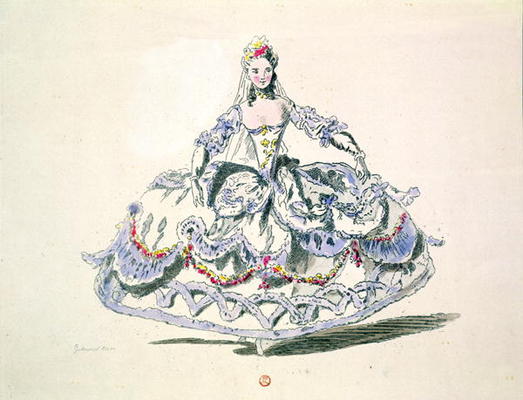 Opera Costume, from the Menus Plaisirs Collection, facsimile by A. Guillaumot Fils (colour litho) from French School, (18th century)