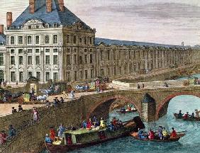 View of the River Seine at Port Royal (coloured engraving) (detail)