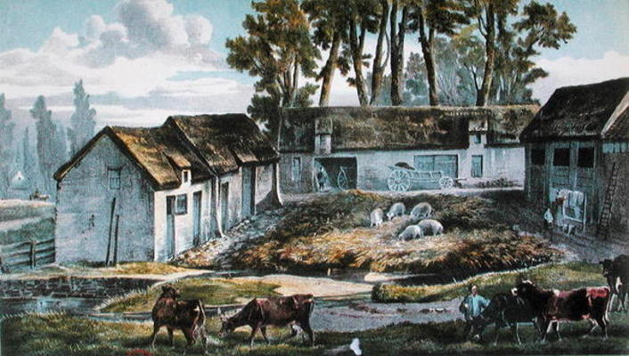 Mr Vandercolme's farm at Armbouts-Cappel (Nord) before the improvement of the manure pit, 1867 (colo from French School, (19th century)