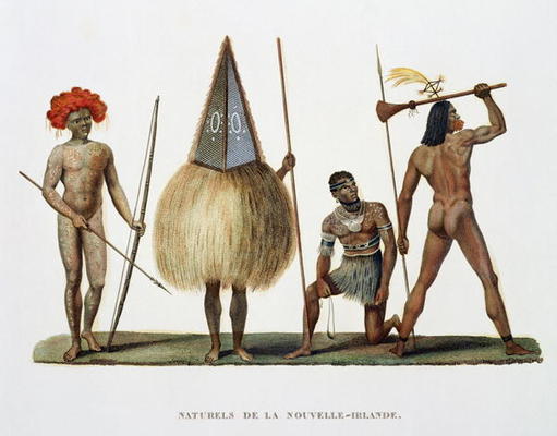 Natives of New Ireland, from 'Voyage autour du Monde, execute par Ordre du Roi sur La Corvette de Sa from French School, (19th century)