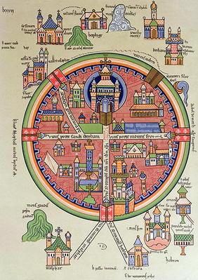 Map of Jerusalem and Palestine, Including the Sacred Sites and the Temple of Solomon (colour litho)