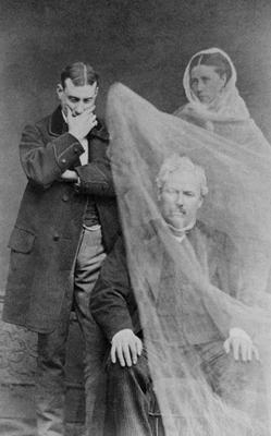The ghost of a man's wife appears before him, c.1870 (b/w photo)