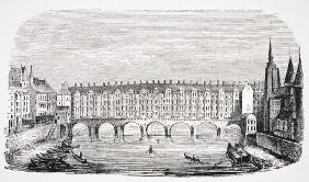 View of the ancient Pont-au-Change, from an engraving of the 'Topography of Paris', from 'Le Moyen A