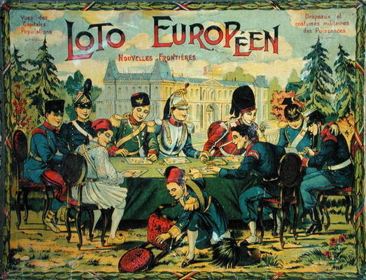 'Loto Europeen', French version of the game of Lotto for children, c.1900 (colour litho) from French School, (20th century)