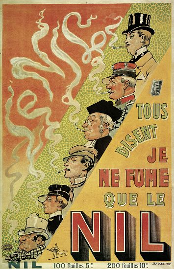 Poster advertising 'Nilum' cigarette papers from French School, (20th century)